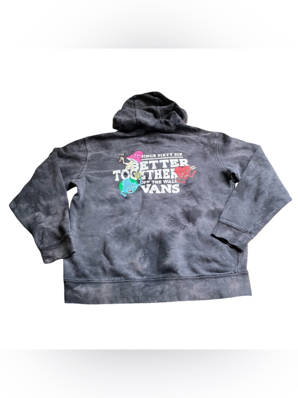 Vans Off The Wall Mens M Mushroom Hoodie Black Tie Dye Psychedelic Sweatshirt